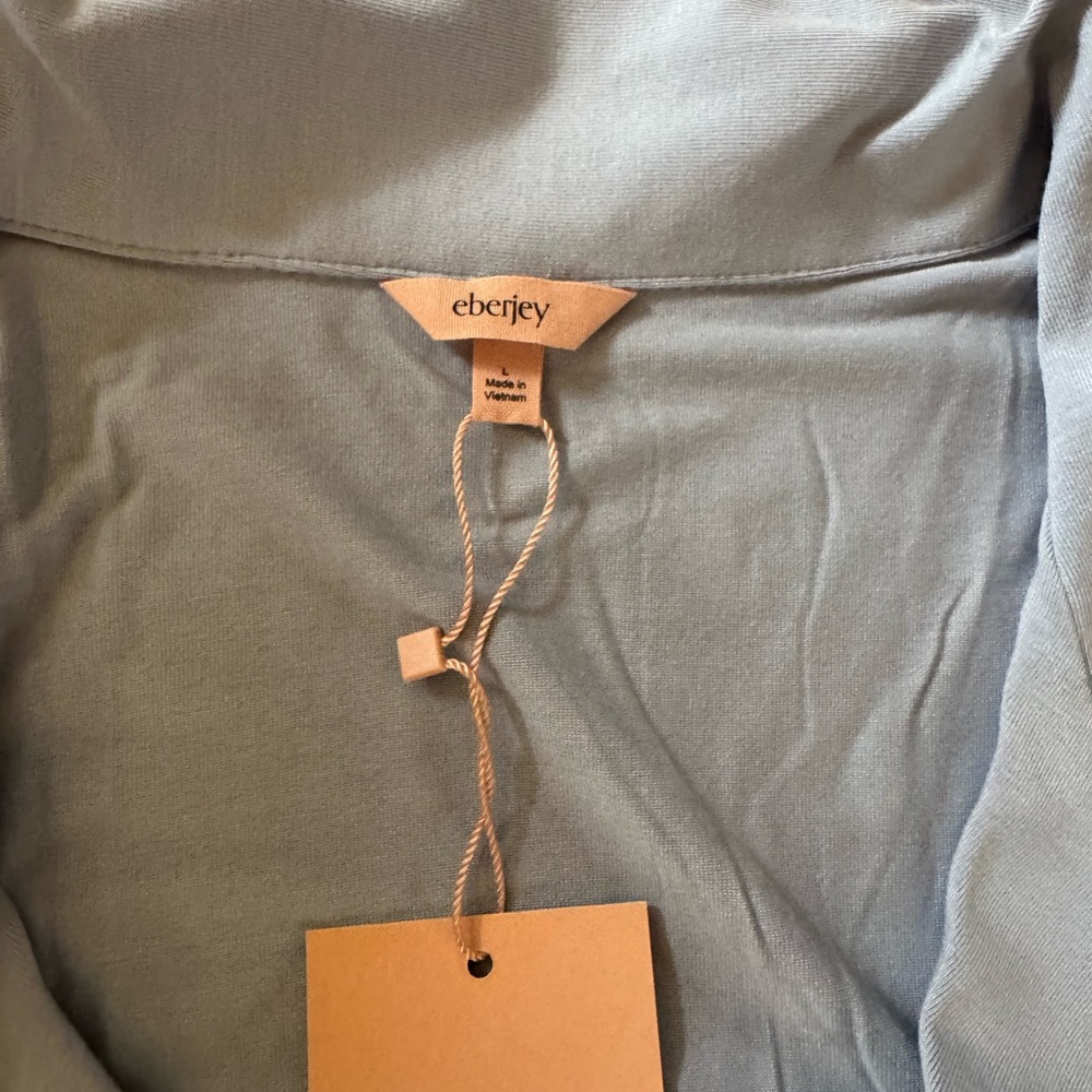 Eberjey Gisele pajamas in Light Blue Top and bottom in gray dawn and navy.